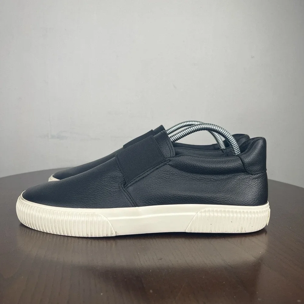 Vince Kirkland Shoes Women's 7M Black Leather Slip On Sneaker ‎ Elastic Band